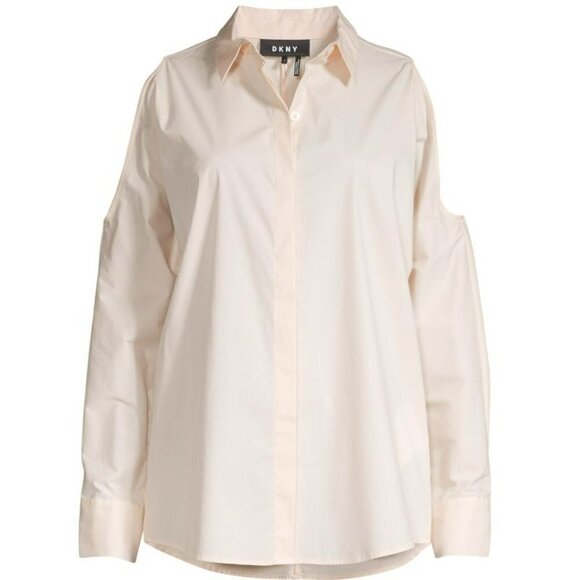 Dkny Cold-Shoulder Collard Shirt Soft Blush Button Down - Picture 4 of 4